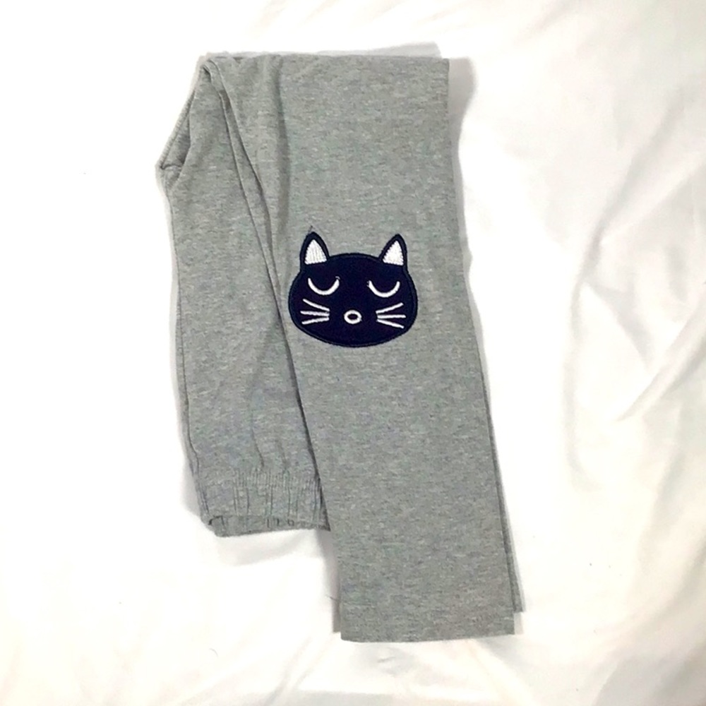 Girls Gray Kitty Leggings